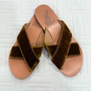 Ancient Greek Sandals Velvet Cross Strap Sandals